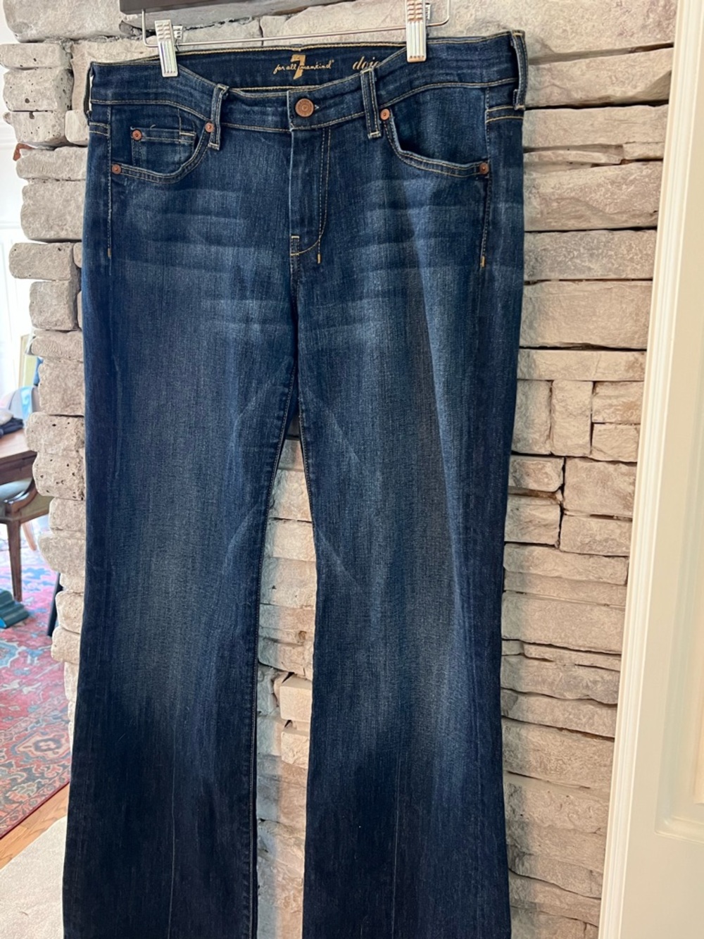 7 For All Mankind Dojo Dark Blue Jeans Size 32 - Picture 2 of 8